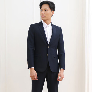 吉普西服套装男式商务正装休闲西装革履卷边裤脚礼服英伦一整套深蓝色