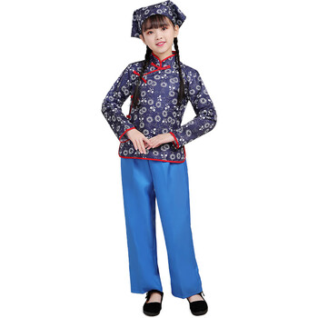 蓝色村姑/阿庆嫂(衣服 裤子 头巾 120cm 身高(115cm-124cm)