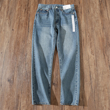 优衣库日单纯元男士水洗全棉直筒通勤牛仔裤休闲长裤浅蓝色29