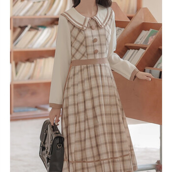 茹诗卡连衣裙秋季高中生初中生女生裙子大童韩版长袖衣服少女中学生