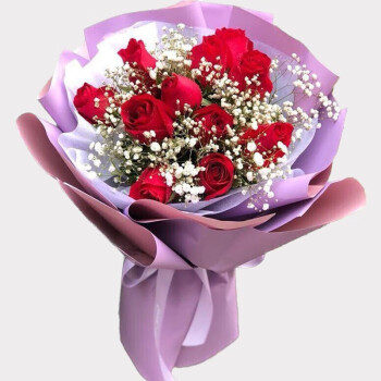 儒涛七夕情人节鲜花11朵玫瑰花送老婆同城配送上海广州深圳杭州花店 G-11朵红玫瑰花束