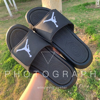 乔丹(qiaodan)飞人男拖鞋aj潮牌休闲一字拖学生篮球凉拖魔术贴 乔6