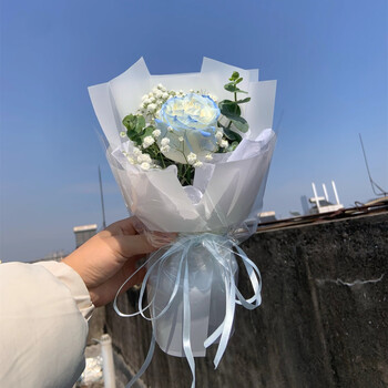 网红碎冰蓝玫瑰情人节香皂花束生日礼物成品送女朋友闺蜜毕业季 1朵小