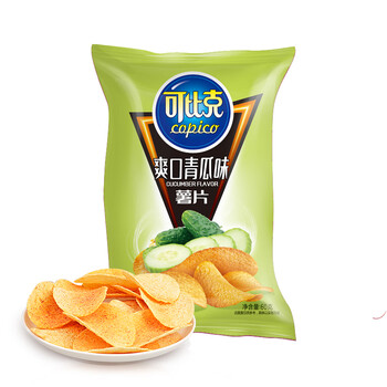 可比克薯片 青瓜味60g 休闲零食 膨化食品