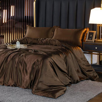 冬季桑蚕丝四件套真丝四件套纯色高档桑蚕丝被套丝绸床单裸睡床上用品