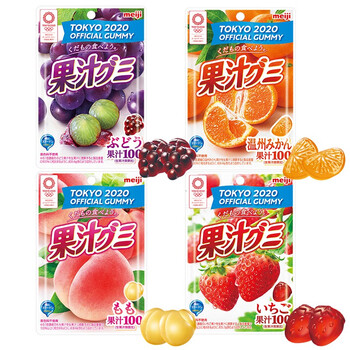 日本原装进口meiji明治葡萄味草莓味白桃味橘子味果汁软糖qq糖四种口味各一袋 图片价格品牌报价 京东