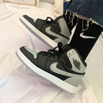 aj1高帮篮球鞋aj乔1黑曜石全影子灰蒂芙尼鞋aj高帮学生鞋莆田纯原 aj1