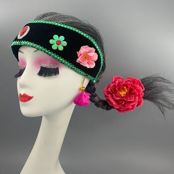 媒婆头饰老太太假发头套老婆头套丑婆老奶奶演出表演孟婆假发帽子绿色