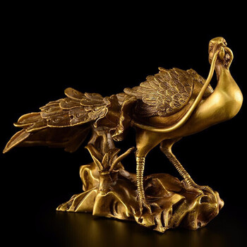 domir铜凤凰摆件工艺品纯铜凤凰客厅家居玄关酒柜摆件装饰品大号铜