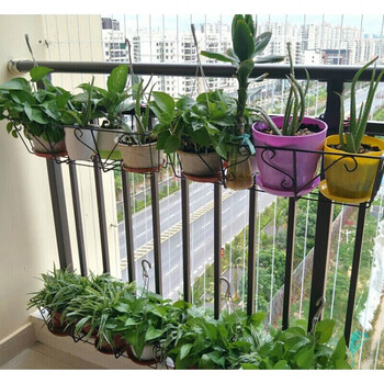 励耘家具阳台栏杆花架铁艺挂架悬挂式长方形花盆架子绿萝植物壁挂垂吊铁架黑色铁架小 图片价格品牌报价 京东