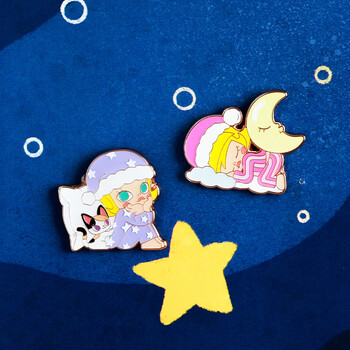 popmart泡泡玛特 baby molly的一天徽章潮玩手办桌面摆件胸针玩具
