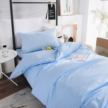 学生宿舍床上四蓝色天蓝浅蓝淡蓝湖蓝单人被套全棉床单天蓝色纯色3