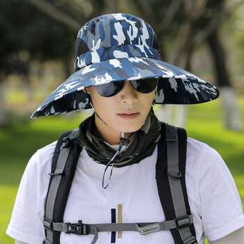 防嗮面罩钓鱼 钓鱼防晒帽子男士夏季防晒面罩遮脸渔夫帽太阳帽户外