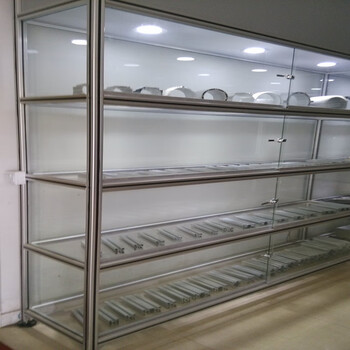 墨绩玻璃柜a铝型材展示架车间 展示柜玻璃货架 铝合金展架样品柜【图
