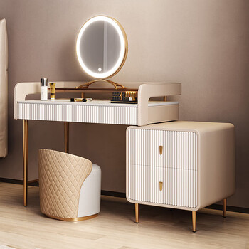 votredame 意式网红梳妆台卧室小户型现代简约小型实木岩板化妆桌台