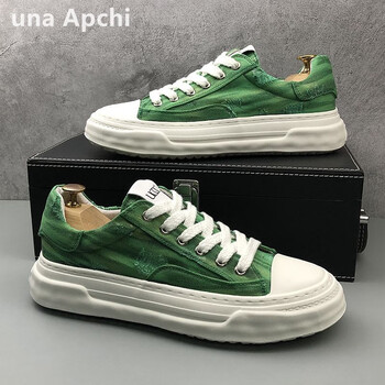 una apchi香港潮牌男鞋春夏季新款透气休闲复古破洞牛仔帆布鞋潮流