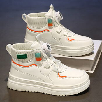 361断码女童鞋2023春秋新款儿童旋转纽扣运动小白鞋休闲学生板鞋米桔