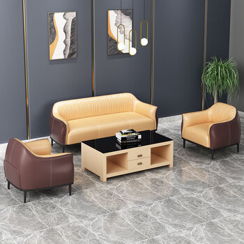 景悟商务办公沙发接待室会客区简约现代三人位办公室沙发套装茶几组合