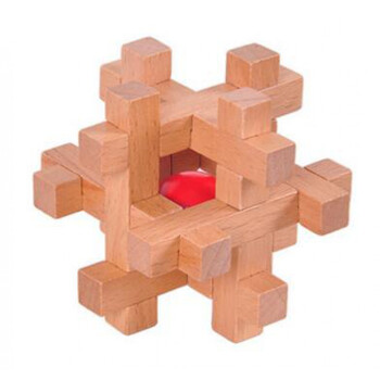 成人木制玩具古典玩具榉木孔明锁大号孔明锁鲁班锁圆球六通榉木取红球