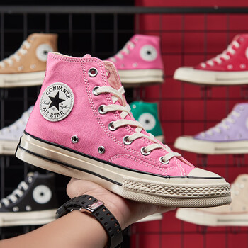 尔匡威莱斯1970s三星标高帮帆布鞋男经典款复古板鞋女 1970-粉色高帮