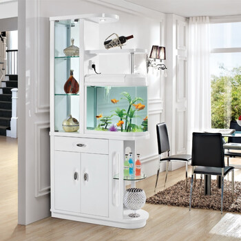 带鱼缸的鞋架鱼缸间厅柜隔断酒柜时尚门厅玄关柜双面鞋柜现代屏风储存