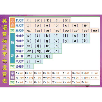 國際音標掛圖 48個英語新音標26字母發音表元輔音拼讀貼紙貼圖家庭