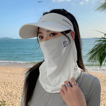 朗魁冰丝防晒面罩全脸防紫外线夏季透气面纱骑行开车挂耳式遮阳脸罩女