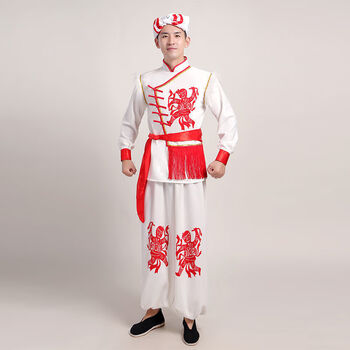 妾希 陕北民歌演出服装陕北安塞腰鼓服传统民族舞狮打鼓龙舟服陕西