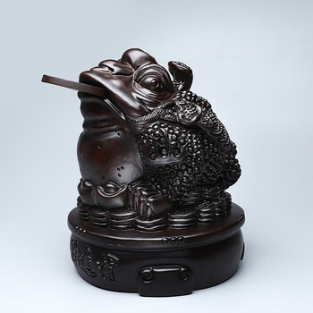 正宗府黑檀金蟾木雕摆件实木工艺礼品动物蟾蜍创意家居客厅装饰品非洲
