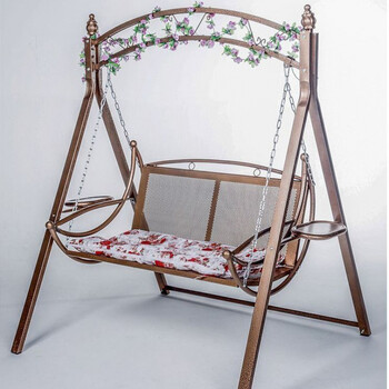 户外摇椅双人铁艺秋千椅阳台室内外双人摇篮椅家用秋千吊床吊篮高配