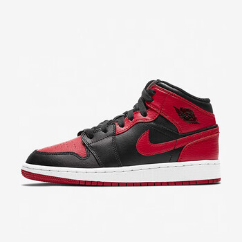 耐克 nike air jordan 1 mid aj1中帮黑红男女款休闲篮球鞋 554725