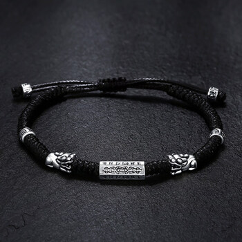 男生戴的手链貔貅男银个性潮编织小众设计简单大方手饰 貔貅手链(黑绳