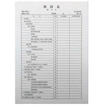 whj利潤表資產負債表現金流量表財務會計企業月度報表科目匯利潤表2本