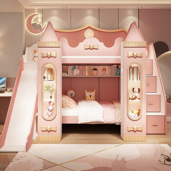 裕顺寿 滑梯床带书桌上床下桌双层床高低床带滑滑梯书桌衣柜一体上下