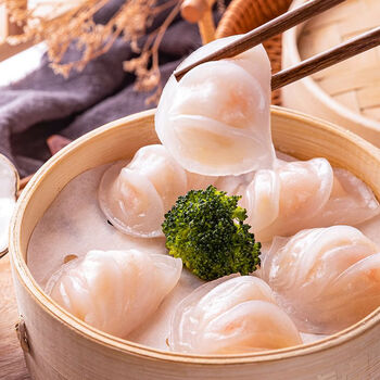 蝉之家水晶虾饺式早茶点心虾仁速冻饺子广东商用水饺蒸饺虾滑 水晶