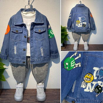 细熙童装男童牛仔外套秋装儿童牛仔上衣男小童牛仔夹克纯棉牛仔服m豆