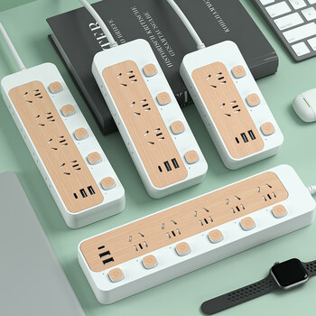 独立分控开关收纳插座多功能usb快充电插板一转多插家用办公学生宿舍