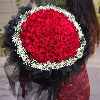 蔷薇恋99朵红玫瑰花束 鲜花同城配送 表白求婚送女友老婆生日礼物纪念日 99朵红玫瑰-举案齐眉