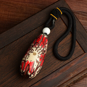 千眼菩提彩果 彩色菩提子原籽打磨好红绿玉化果手把件 三彩果成品