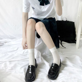 观睿袜子女士黑白纯色中筒袜春秋夏季棉袜ins可爱舒适透气白袜初高