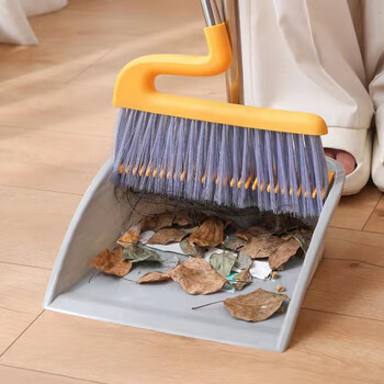 瑞丽达旋风套扫家用软毛扫把撮箕两件套簸箕垃圾铲扫帚浅灰色