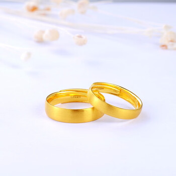 中国黄金官方中国黄金足金相随永伴横纹拉丝情侣对戒定价628