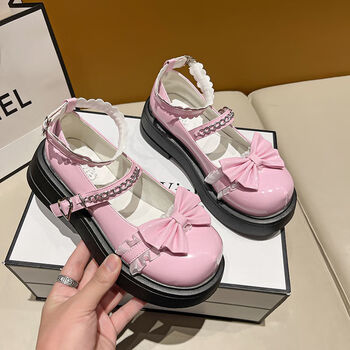 路林狼lo鞋可爱日系蝴蝶结娃娃鞋厚底软妹jk鞋萝莉配裙子圆头制服大头
