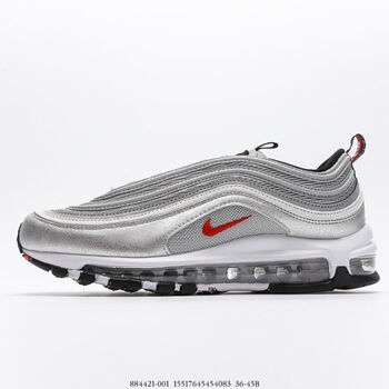 品质鞋纯原max 97款头鞋子全掌气垫男女同款增高运动鞋 银色子弹头