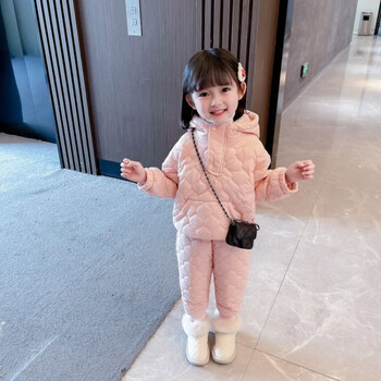 加厚棉衣棉裤两件套小童夹棉卫衣棉服冬装三4岁小女孩时尚洋气童装
