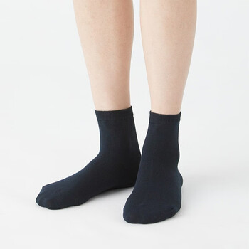 无印良品 muji 女式 合脚直角 袜口无橡筋 短袜 dai01a2s 黑色 23