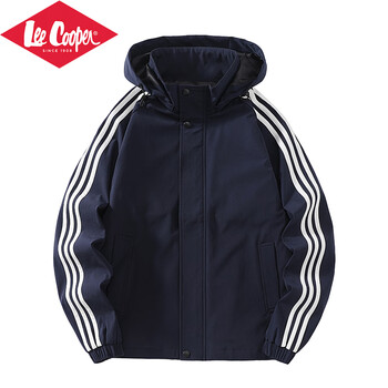 夹克男外套男春秋连帽休闲男装衣服百搭宽松衣服男 yf-1256 蓝色 2xl