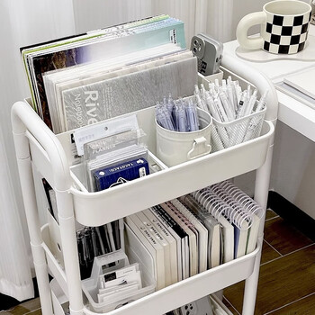 霓峰宿舍小推车置物架落地理发店美容收纳架家用婴儿玩具零食储物架子