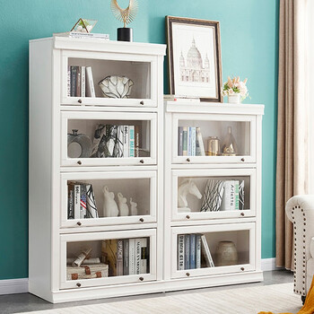 独角艺术 dujiao art美式实木书柜储物收纳柜简约现代轻奢落地玻璃门