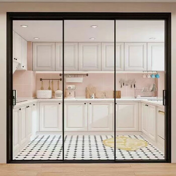 欧泽森(ouzesen)极窄边框三联动玻璃推拉门厨房移门吊轨铝合金折叠